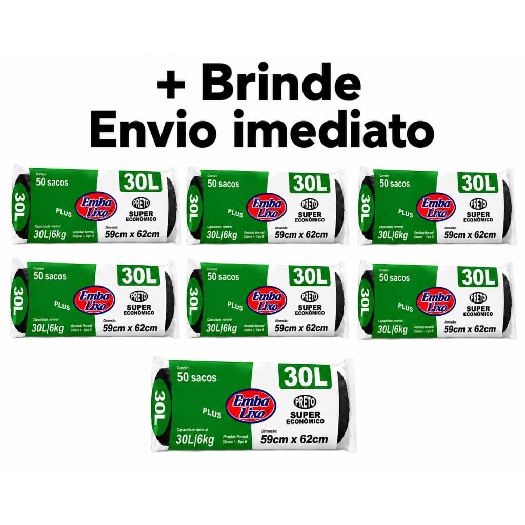 Saco para Lixo 30 Litros Preto 50 Sacos