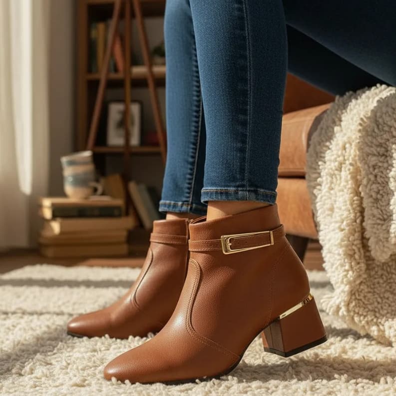 Bota Modare Original Casual Feminina Cano Curto Moderna E Chique Salto Bloco Leveza e Bem-Estar