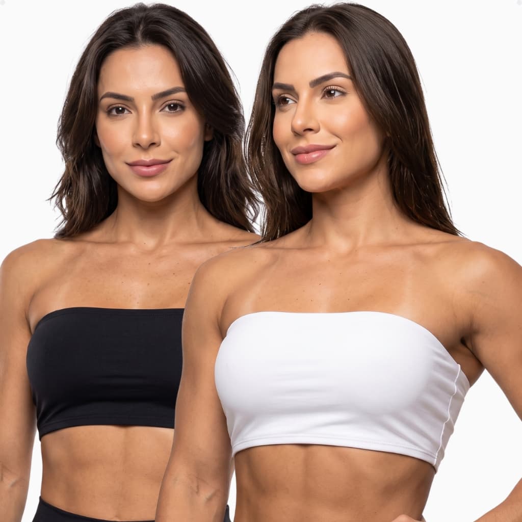 Kit 2 Top Faixa Bustiê Fitness Feminino Sustentação Com Forro Confortável Moda Atletismo