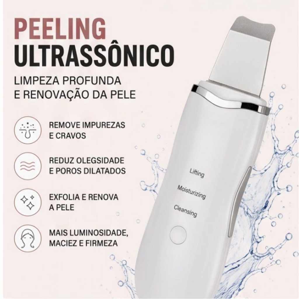 Peeling Ultrassônico Facial Recarregável USB Removedor de Cravos Limpeza Profunda Lifting Massageador Facial