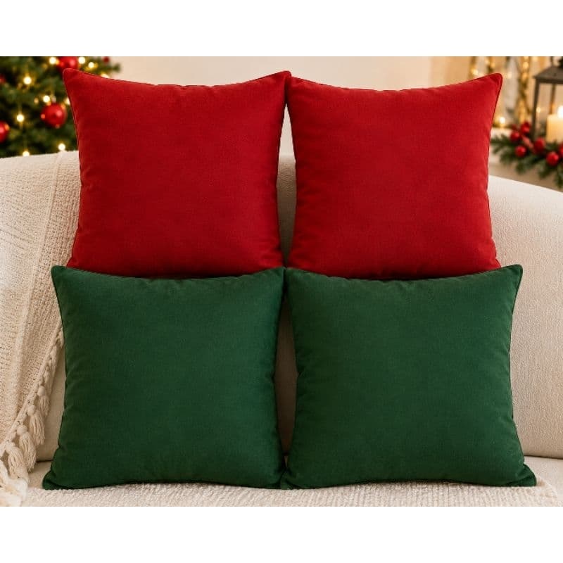 Kit 4 Capas de Almofada Natal 40x40 Suede Premium – PROMOÇÃO Imperdível!
