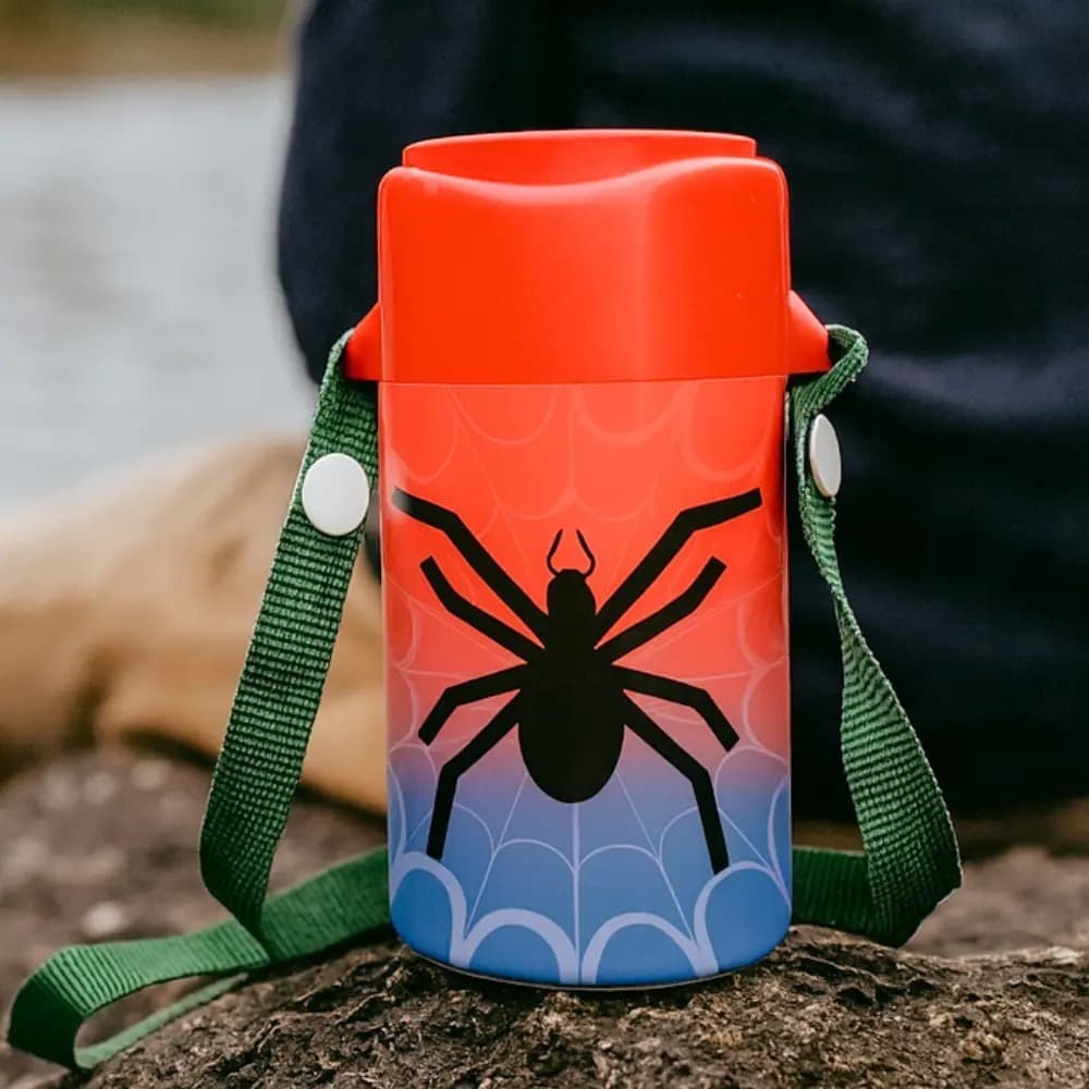 Copo Copinho Cantil Infantil Aranha Alça Tiracolo Escola Viagem Passeio 420 ML