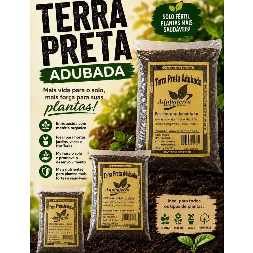 TERRA PRETA ADUBADA PRONTA PARA USO