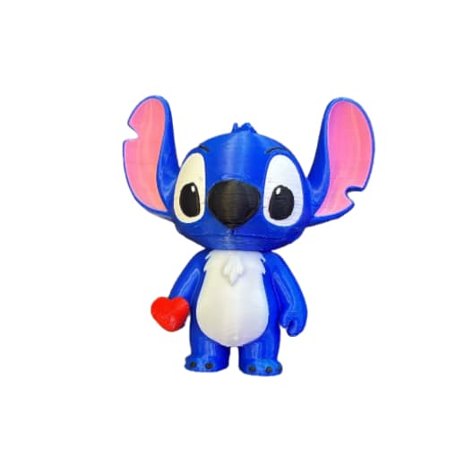 Boneco Stitch com Coração 9cm Impressão 3D Decorativo Colecionável PLA