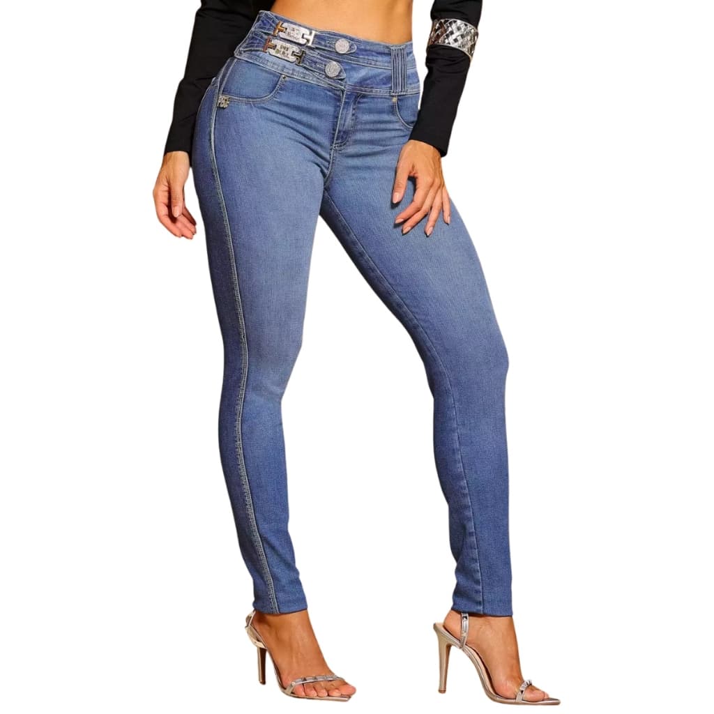 Calça jeans feminina Skinny Sofisticada e Modeladora com Detalhes no Cós Pit Bull Jeans Luxo