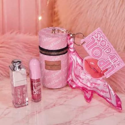 Lip Gloss e Lip Oil Bolsa Chaveiro e Lenço CocoFleur 3 Variações