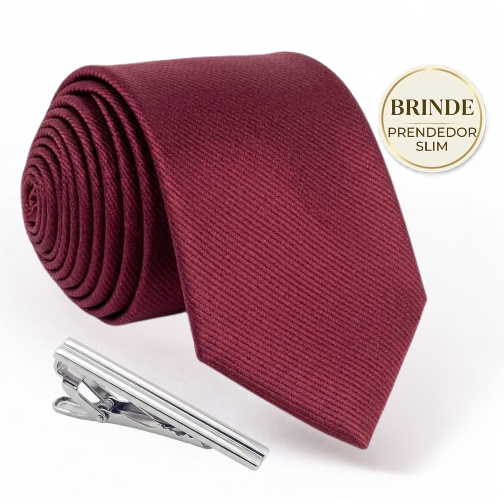 Gravata Slim Masculina Premium Textura Diagonal Padrinho Noivo Casamento Social + Prendedor de Gravata (Brinde)