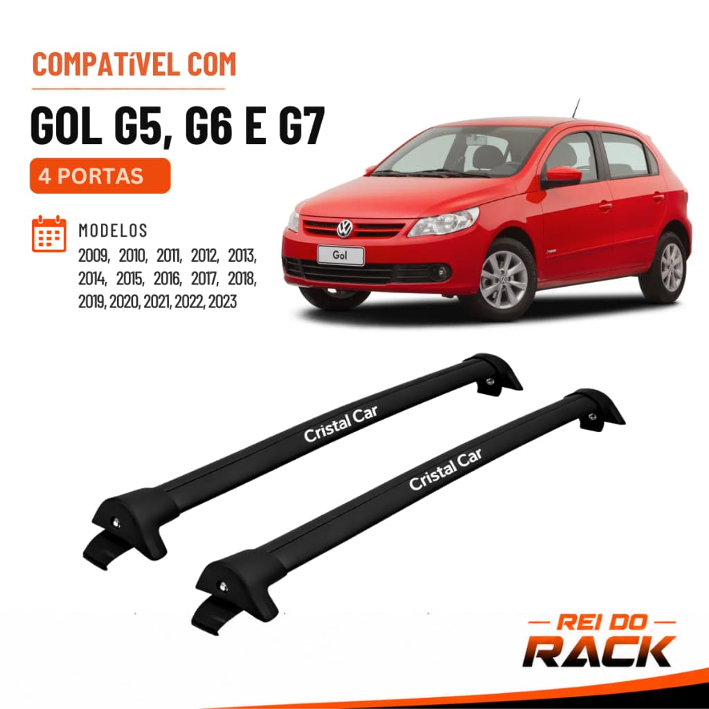 Rack de Teto CristalCar | Gol G5 G6 G7 | 4 Portas | 2009 a 2023 | Fixação na Porta