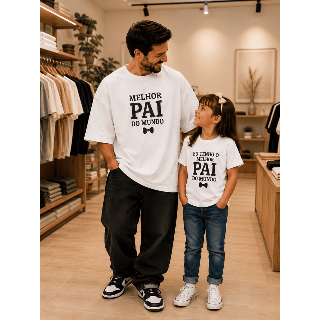 Kit Camiseta Pai e Filho Dia dos Pais Oversized Masculina + Infantil Presente Especial Premium