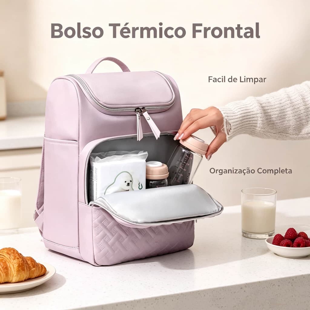 Bolsa Térmica Cooler com Borda Dourada, Forro de Alumínio Isolante para Transportar Alimentos e Bebidas