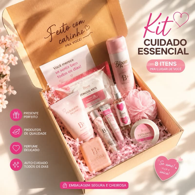 Kit Autocuidado Feminino 8 Itens Presente Delicado Beleza Skincare e Cuidados Pessoais