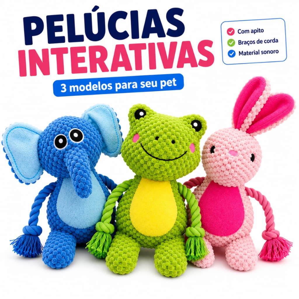 Brinquedo Interativo Pelúcia com Corda Apito para Cachorro Pet Cão Pequeno Filhote Resistente
