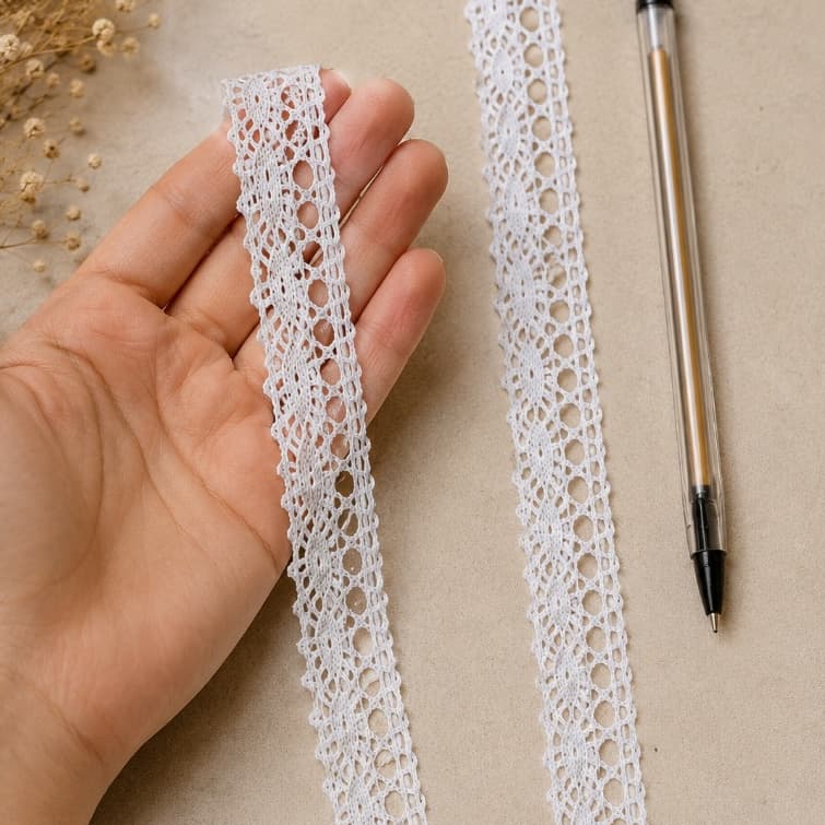 Renda Algodão 1,7cm 1 a 10m Artesanato Costura Personalização Handmade Roupa Boneca Decoração Acabamento