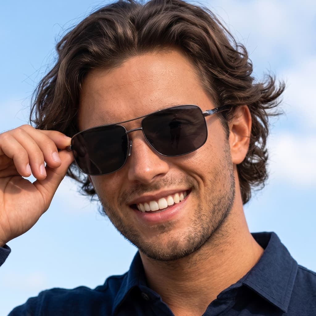 Óculos de Sol Aviador Quadrado Escuro Premium Polarizado Anti reflexo Retro uv400 Masculino Feminino
