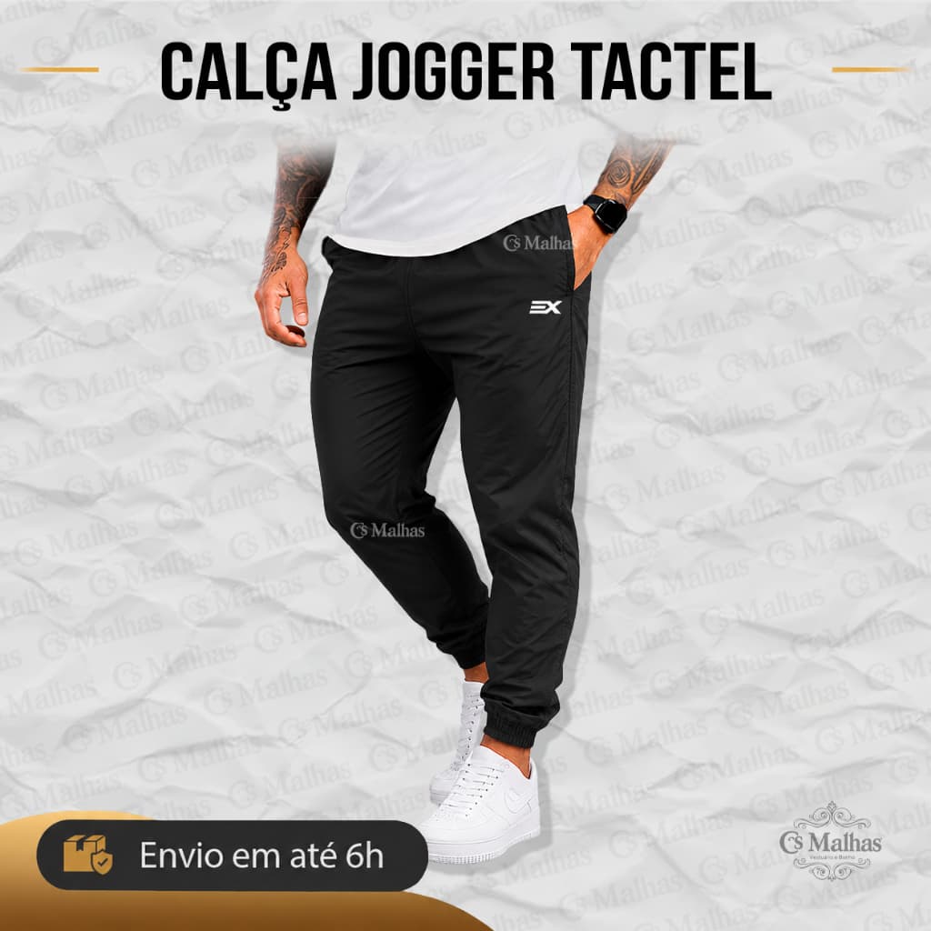 Calça Jogger Masculina Tactel Plus Size P ao G4 Leve Respirável Treino Casual Exit Clothing