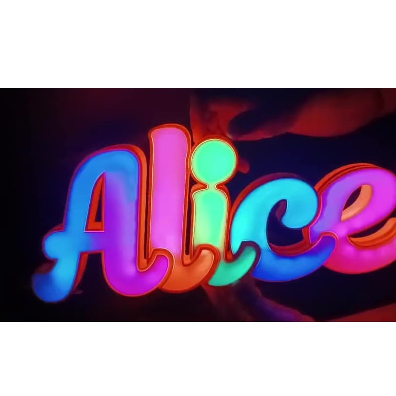 Luminária com nome personalizado LED RGB Rítmica 60 cm - Sensor de Som  | Decoração Gamer e Quarto