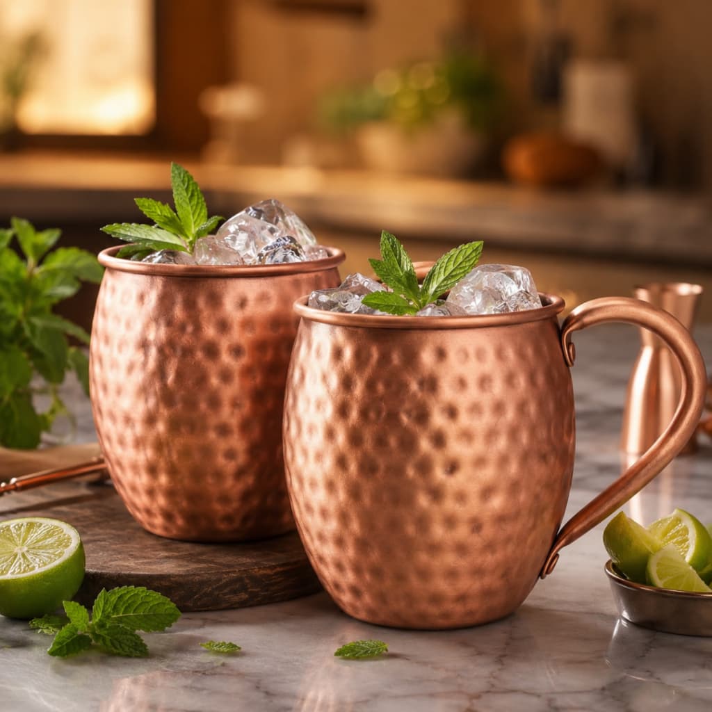 Kit 1/2/4 Caneca Barril Moscow Mule Drink Premium Cobre Inox