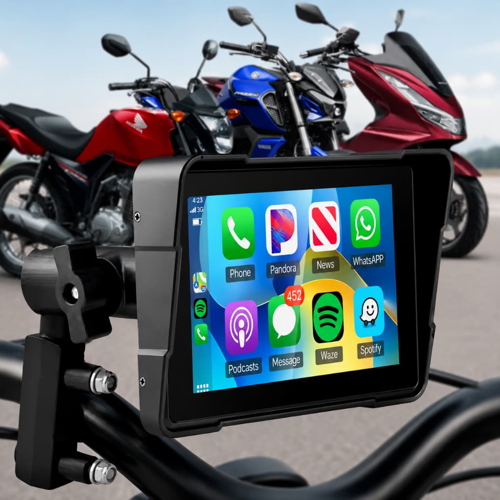 Central Multimídia Mp5 5'' Moto Carplay Android Bluetooth Sem Fio Touch Universal Resistente Água