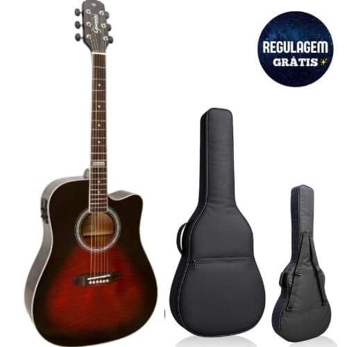 Violão Aço Eletroacústico Giannini Performance GF-1D CEQ REGULADO PELO LUTHIER COM CAPA