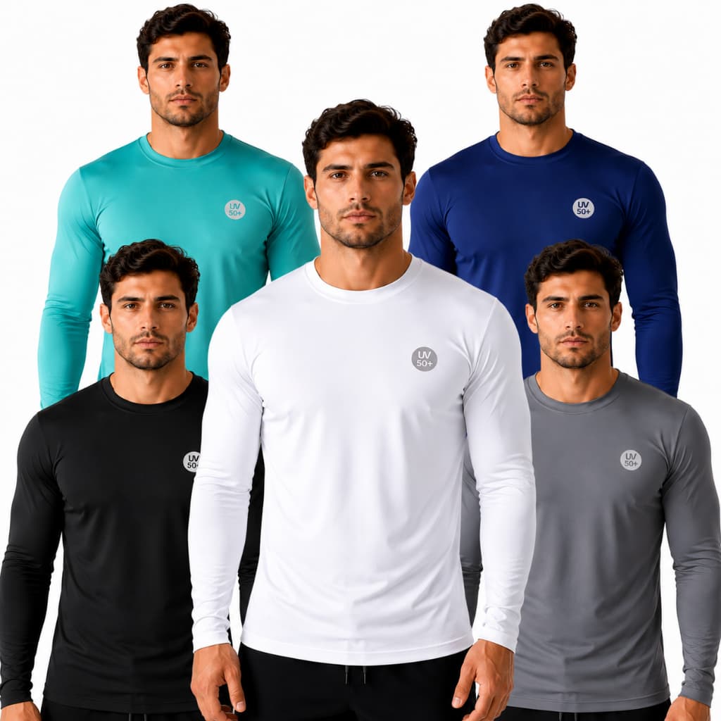 Kit 5 Camiseta Masculina Proteção Uv50+ Camisa Masculina Dry Fit Segunda Pele Térmica Praia Verão
