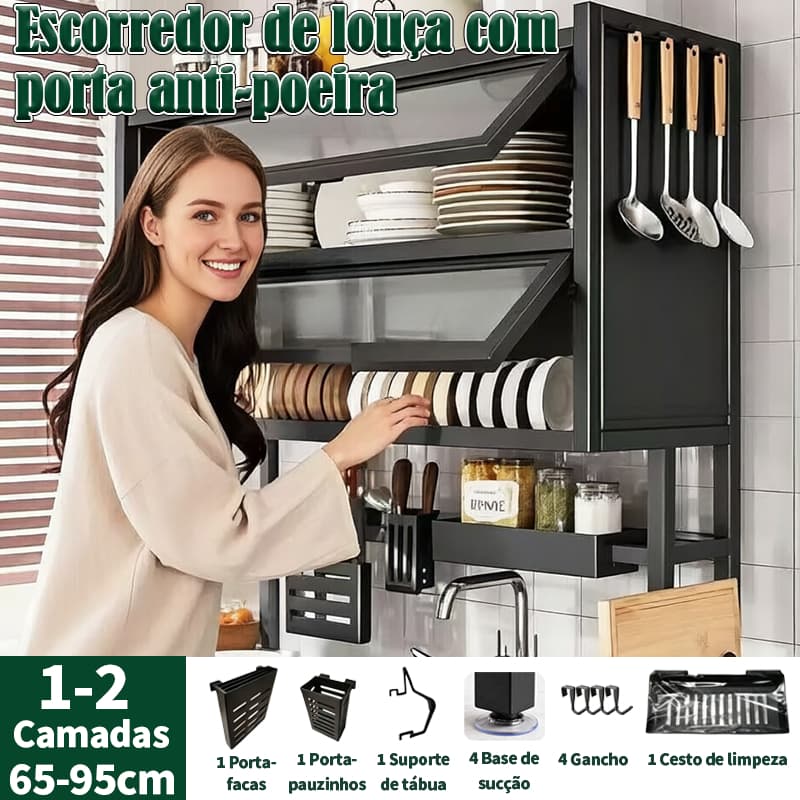 Escorredor De Louça Suspenso Prateleira de Cozinha de Luxo Aço Inoxidável Organizador Louça Qualidade Pra Cozinha