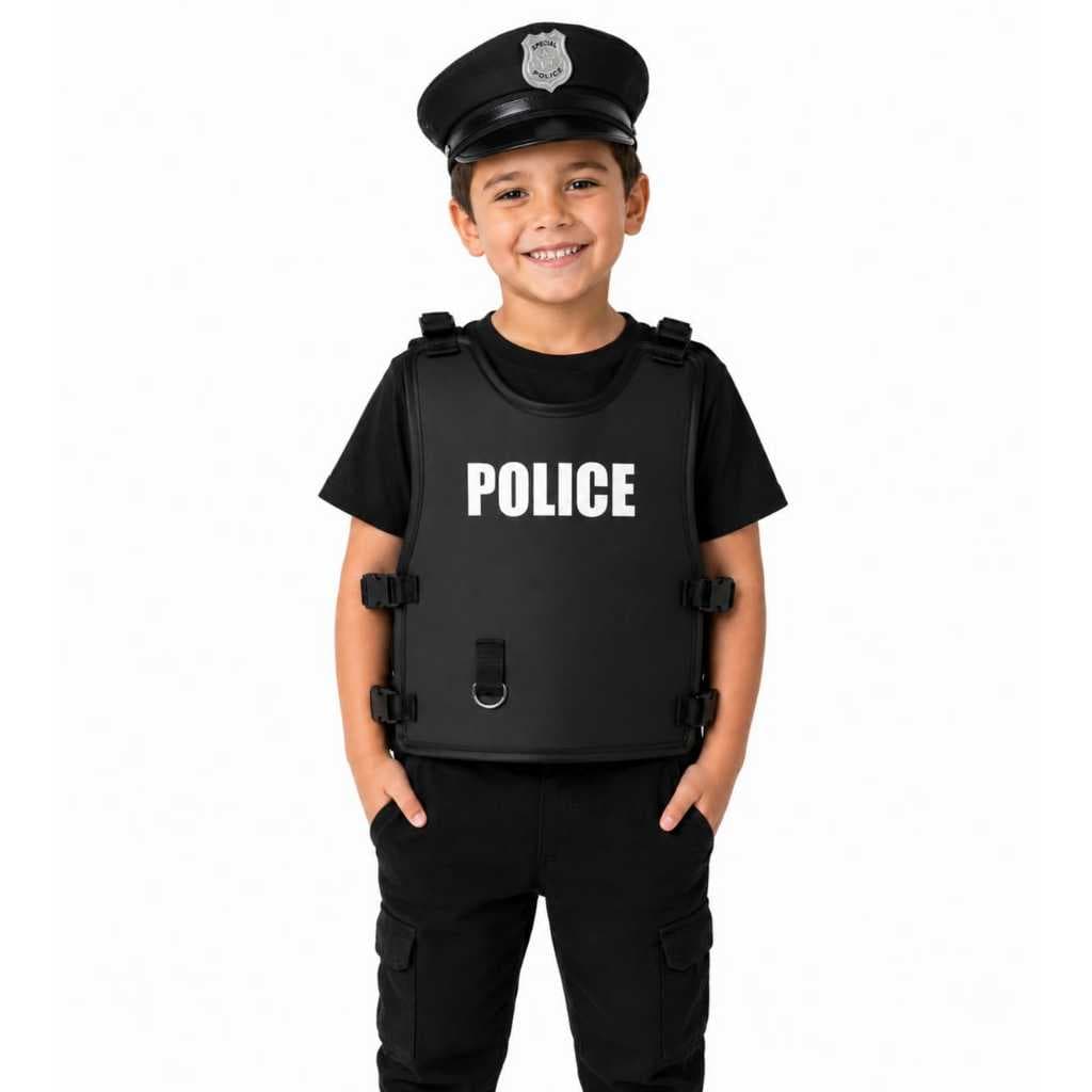 Colete Policial Infantil / Kit Fantasia Colete e Chapéu Policial Infantil