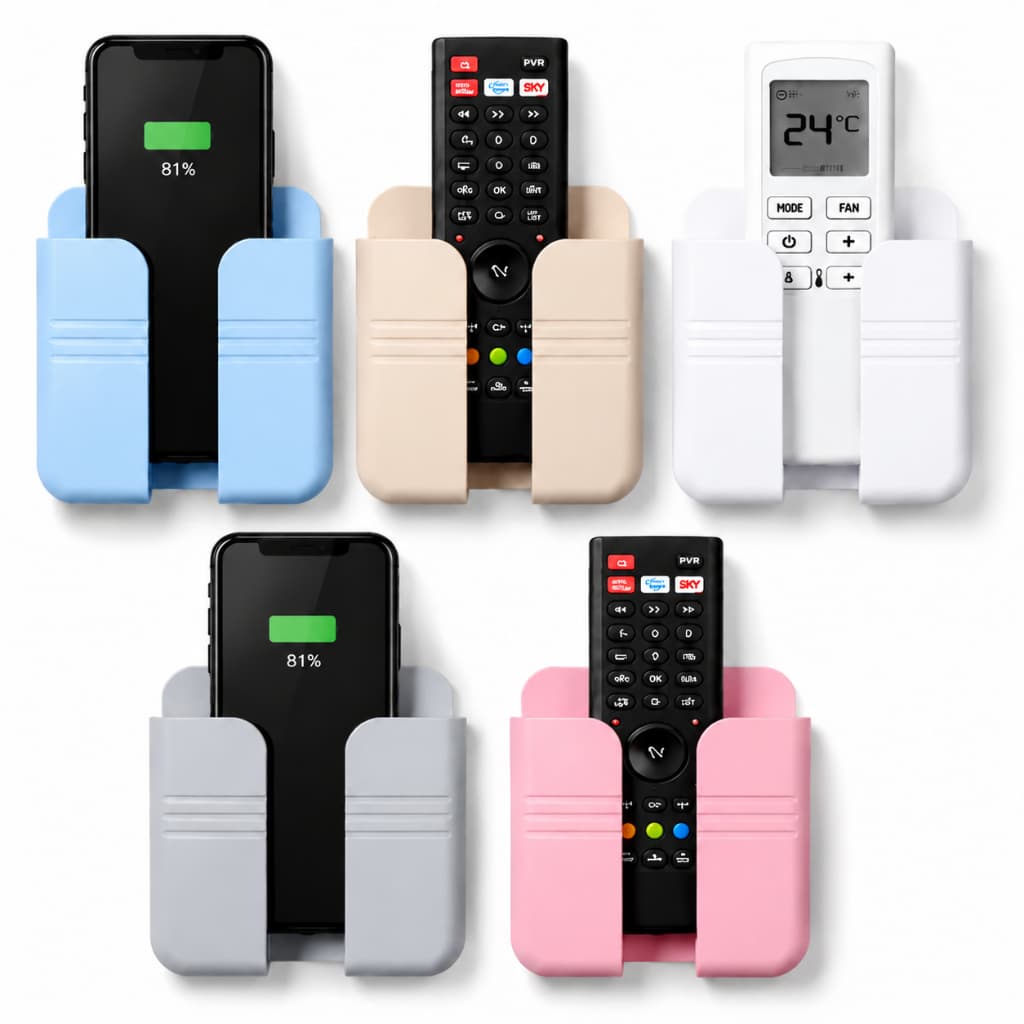 Kit Com 5 Suportes De Parede Multifuncional Para Controle Remoto Celular Carregador E Acessórios