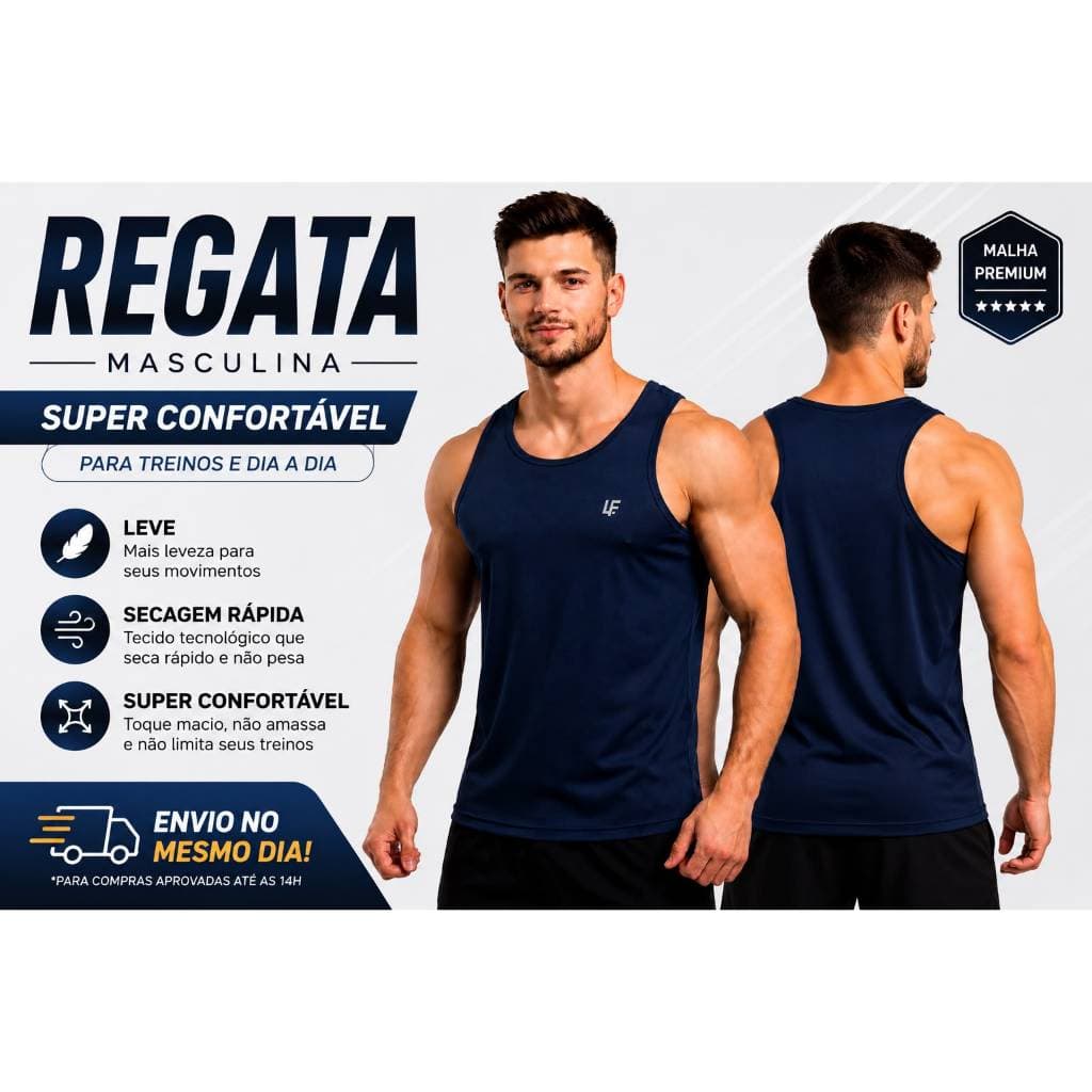 Regata Academia Masculina Dry Fit  Treino Fitness