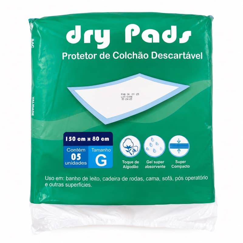 Kit 3 Pacotes Protetor de Colchão Descartável 150x80cm 15 Unidades Super Absorvente Hospitalar