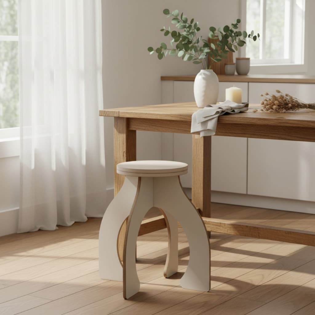 Banco Banqueta encaixe montagem fácil sem ferramenta MDF laminado 15mm