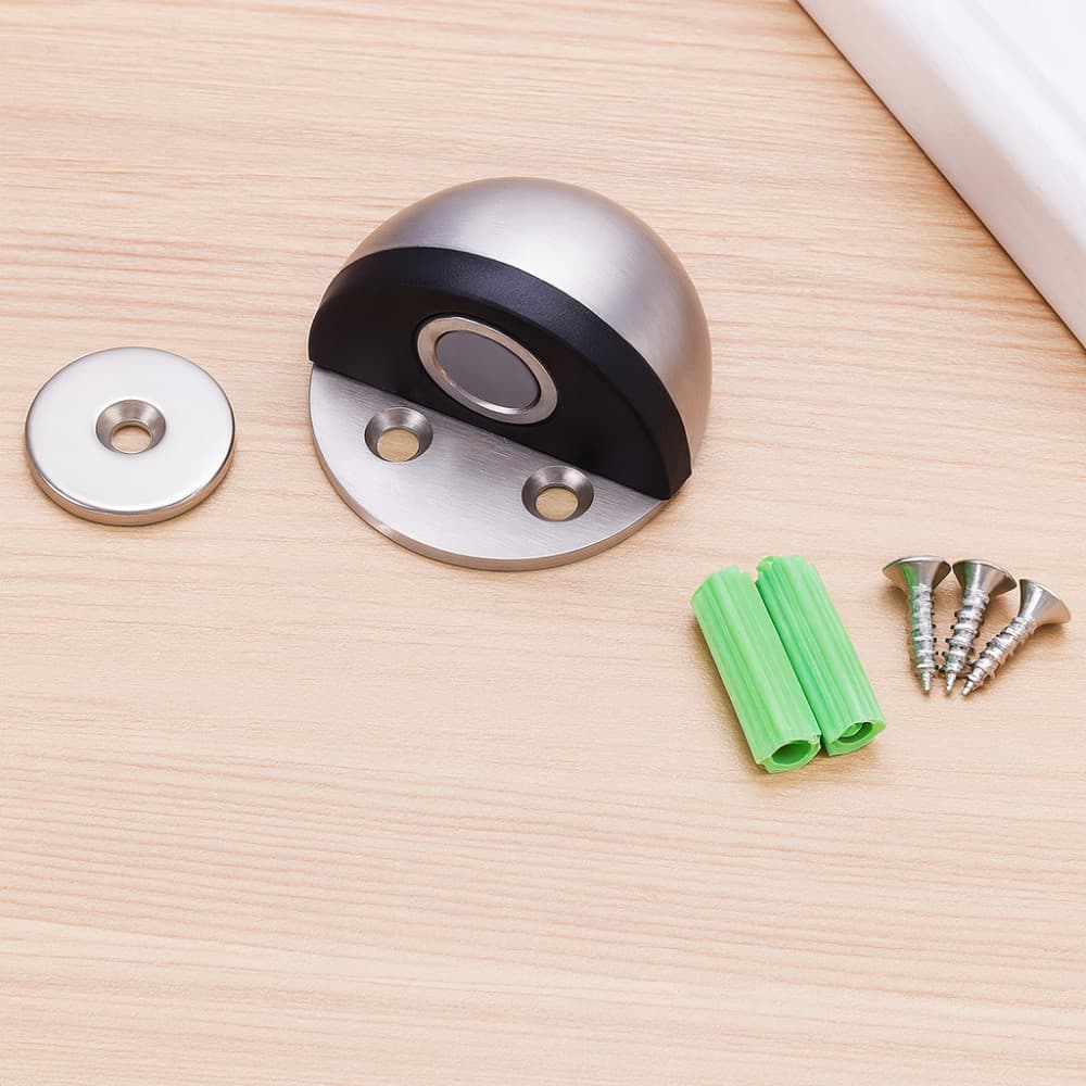 Trava Porta Magnetico Prendedor Batente De Metal Amortecedor Anti Impacto Inox Casa Piso Protetor Parece
