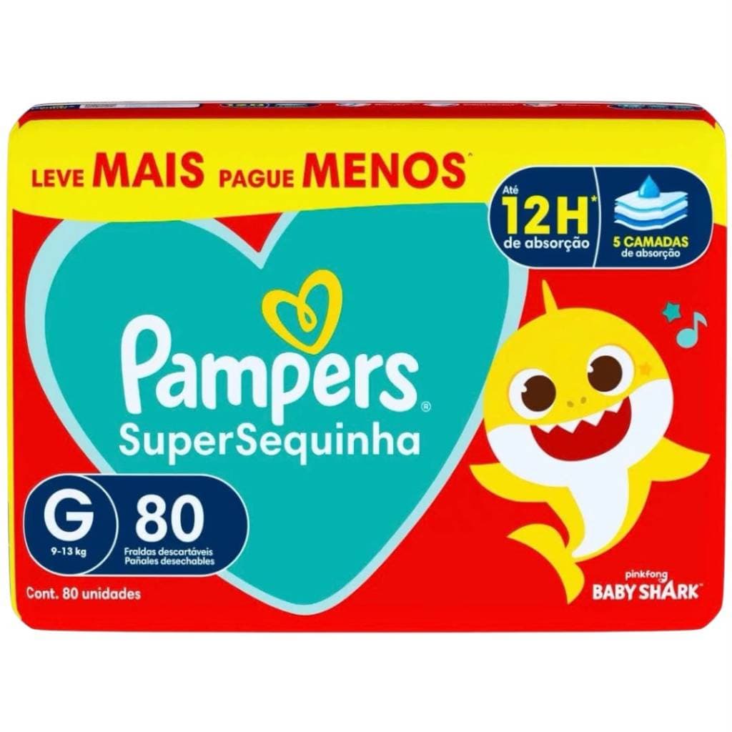 Fraldas Pampers Supersec G 80 Fraldas - Secagem Rápida e Ajuste Perfeito