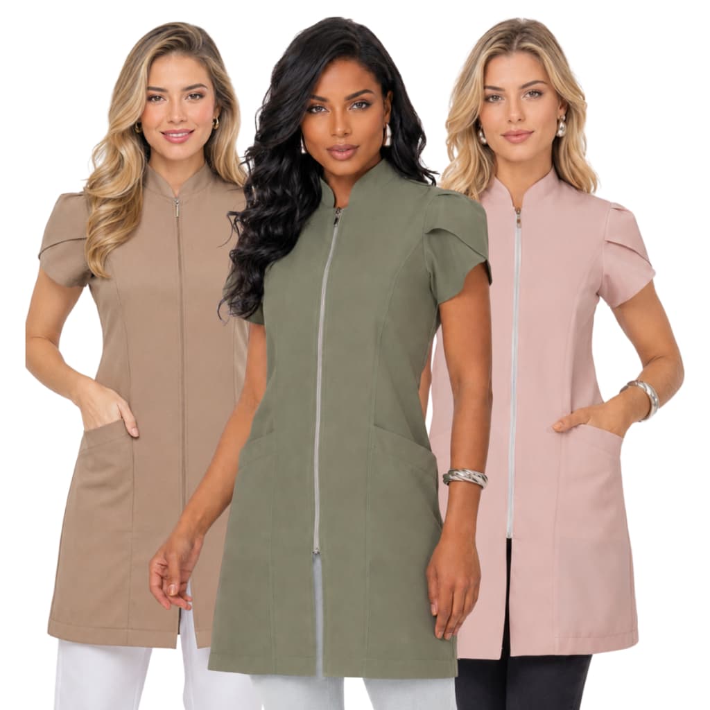Jaleco feminino Chic gabardine manga Tulipa Estetica HÔRTENCIA