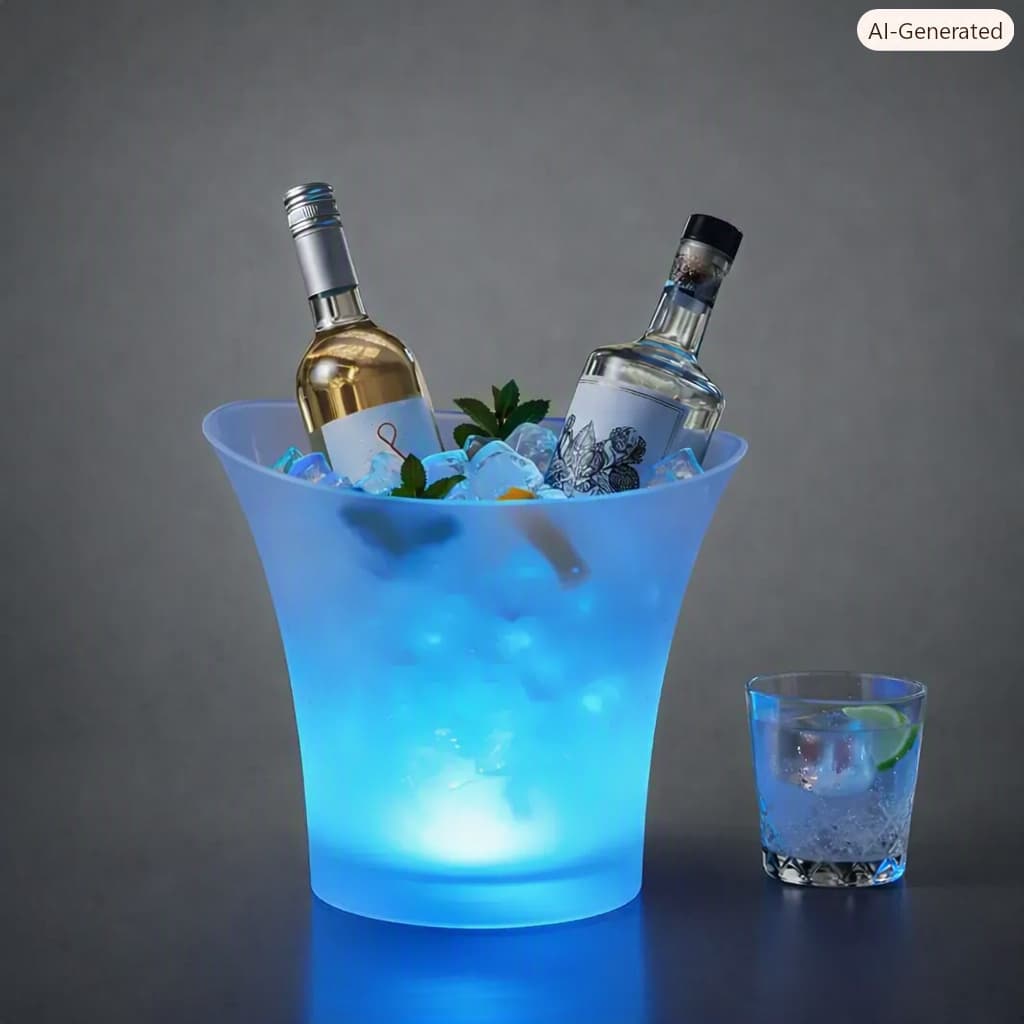 Balde de Gelo Para Bebidas com LED e Caixa de Som Até 3h de Música USB Branca TOP RIO