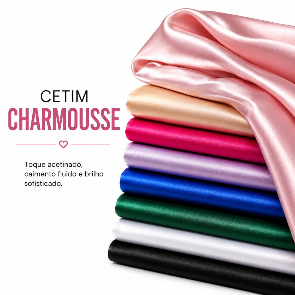 Tecido Cetim Charmousse  acima de 3m x 1,50m largura Cores vibrantes caimento leve Perfeito para moda festa e artesanato