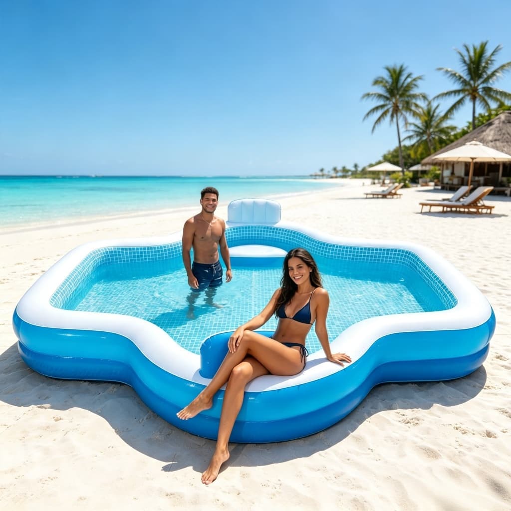 Piscina Inflável Familiar Gigante com Encosto Integrado, Diversão para Adultos e Crianças Outdoor Play Piscina