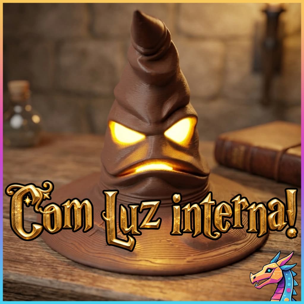 Luminaria chapéu bruxo seletor colecionavel + chaveiro
