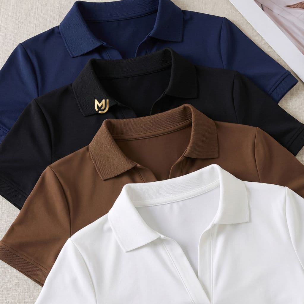 Body Feminino Manga Curta Gola Polo Suplex Premium Básico Ajustado Confortável Moda Casual