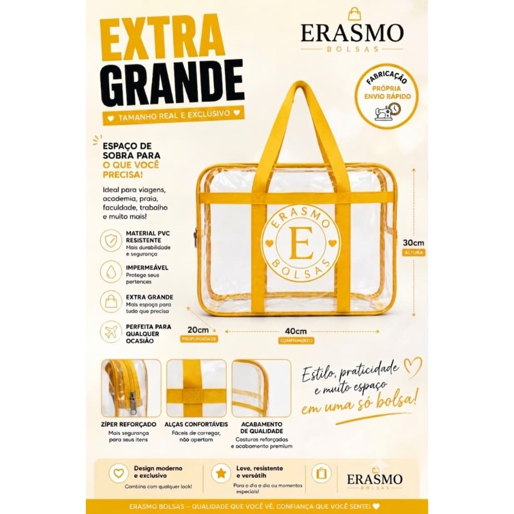 Bolsa malote/moda praia e piscina Amarelo (G.0,20)