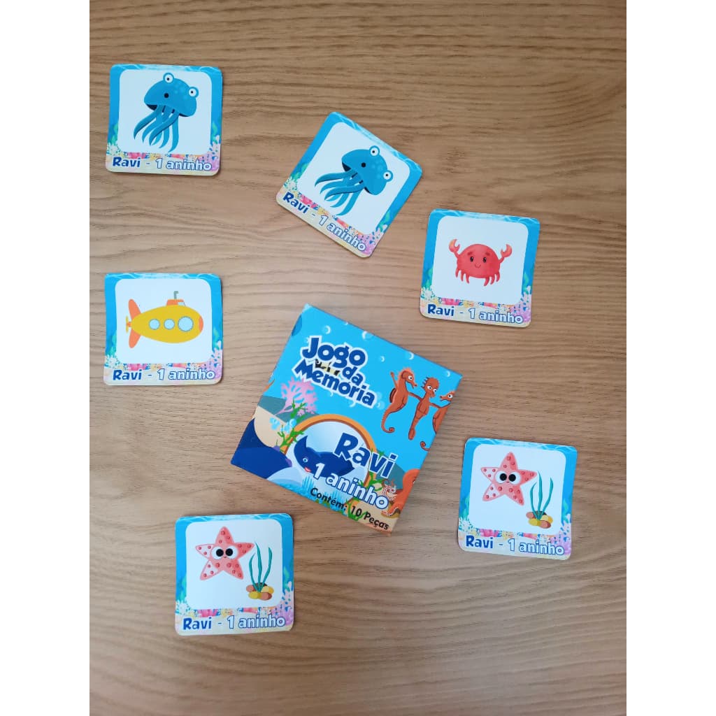 Lembrancinha festa infantil jogo da memoria fundo do mar personalizado
