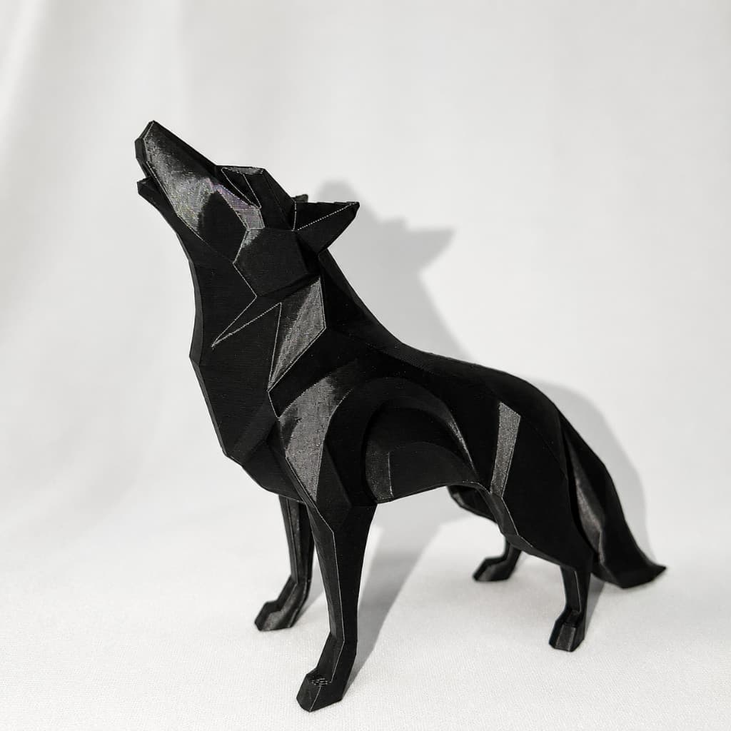 Lobo Decorativo Geométrico  | Escultura Low Poly Moderna para Decoração de Sala, Escritório e Estante
