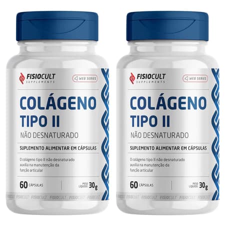 Kit 2 Colágeno Tipo 2 60 Cápsulas Com Magnésio Curcumina FisioCult Supplements