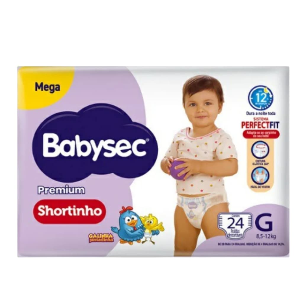 Fralda Shortinho Babysec Premium Tamanho G com 24 Fraldas Descartáveis