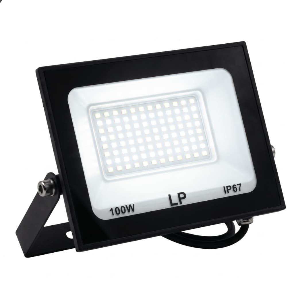 Kit Refletor LED 100W IP67 6500K Branco Frio Bivolt Econômico Holofote Externo Jardim Muro Fachada Residencial