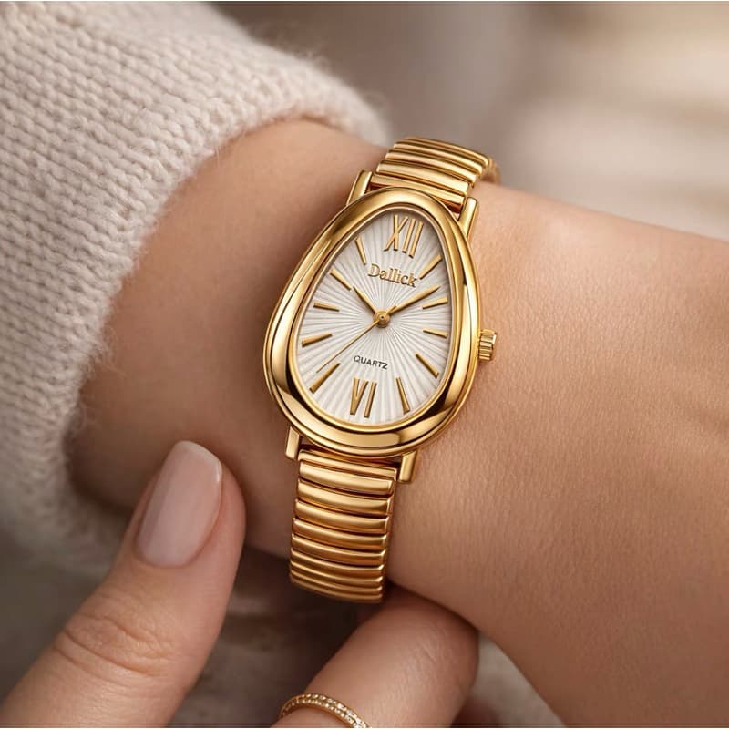 Relógio Feminino com Strass e Pulseira de Mola