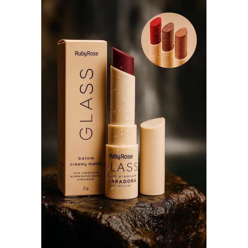 Batom Bala Glass Creamy Matte - Ruby Rose