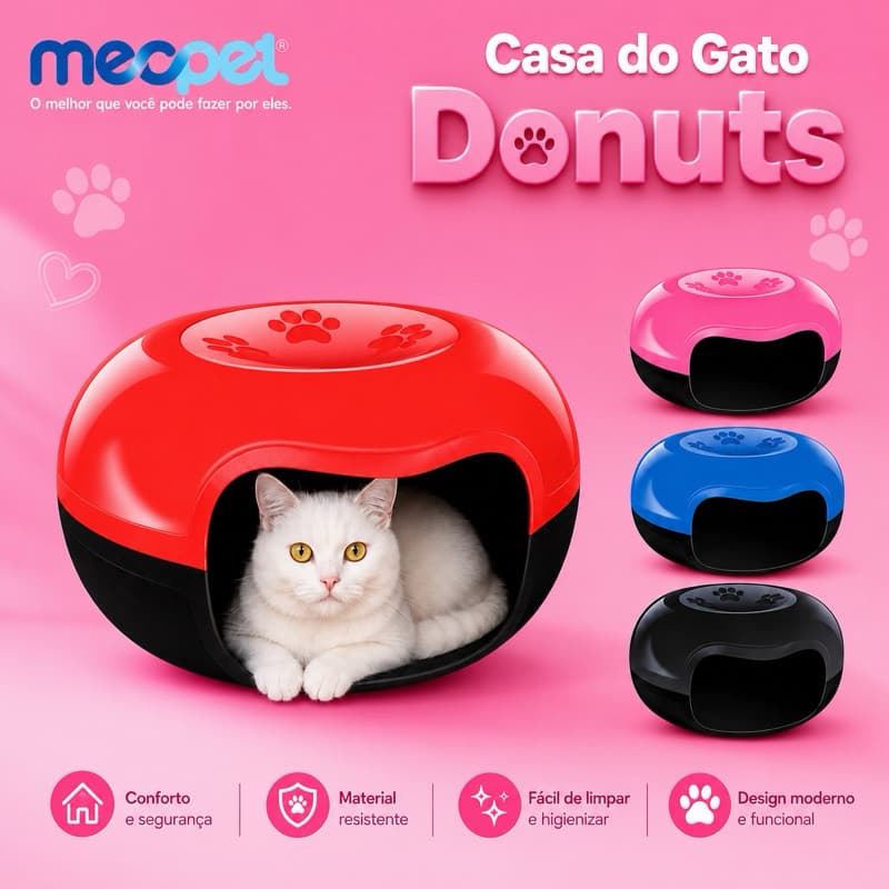 Casinha Cama Casa Toca Para Gato Arredondada Divertida