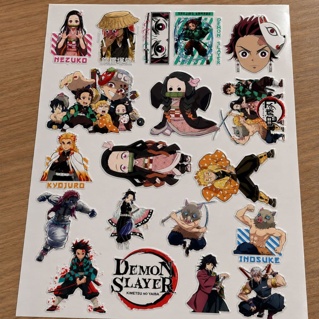 Cartela Adesivo Demon Slayer Dtf Uv Transfer Kimetsu Relevo A PROVA DÁGUA
