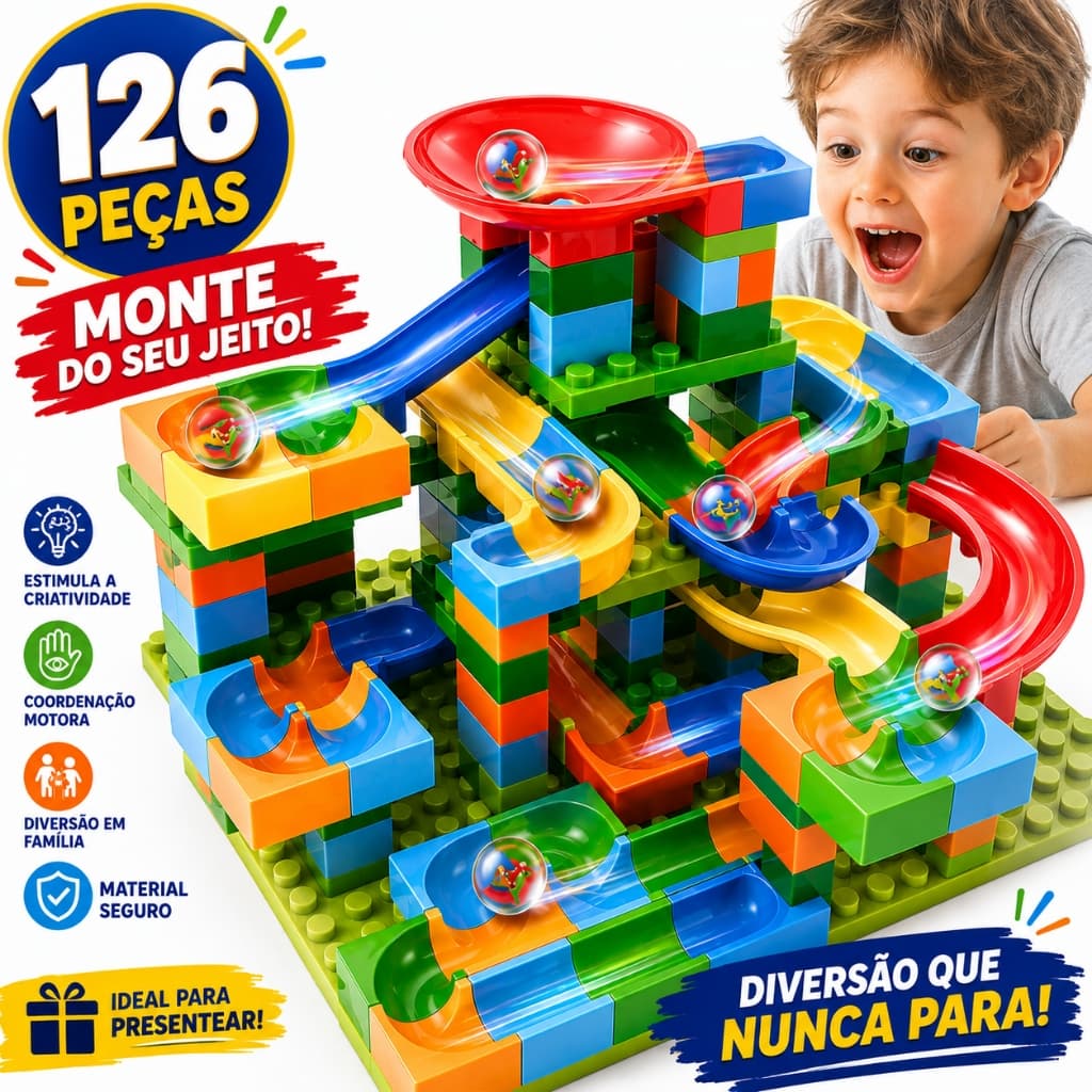 44/59/126PCS Marble Run Building Blocks Maze Race Track STEM Toy Educational Construction Set