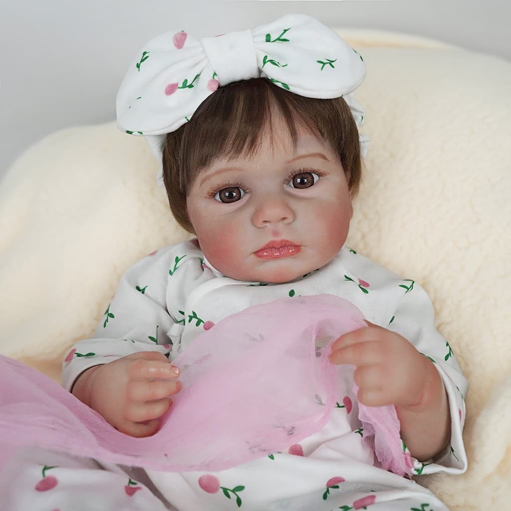 Bebê Reborn Boneca Silicone 48cm Menina Loulou Banho Ohlo Castanho